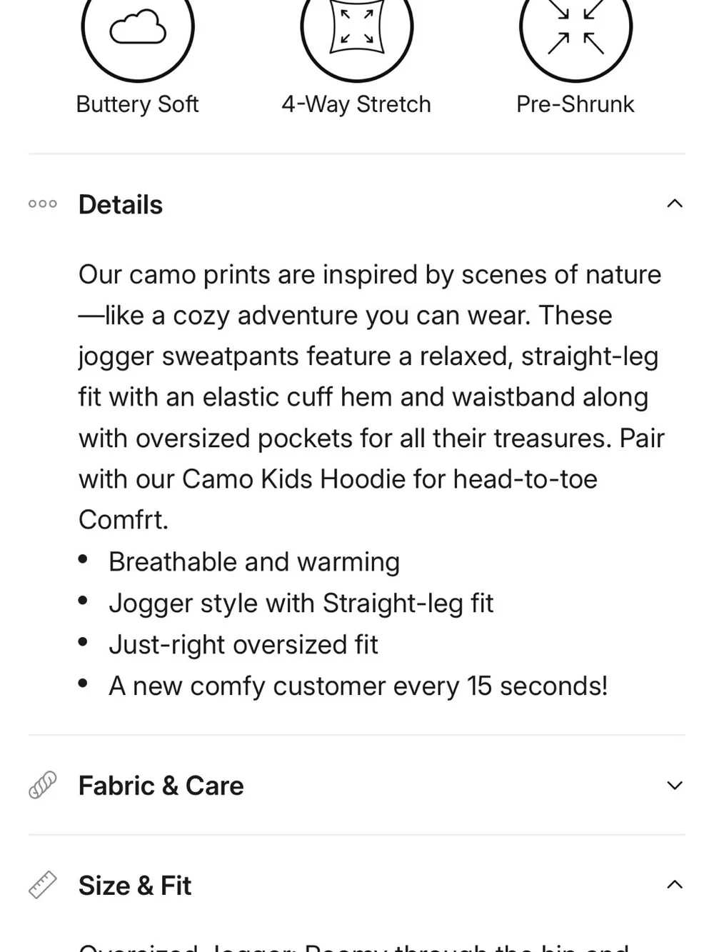 Kids Comfrt Brand Camo white oak Hoodie and jogger pants set size Large